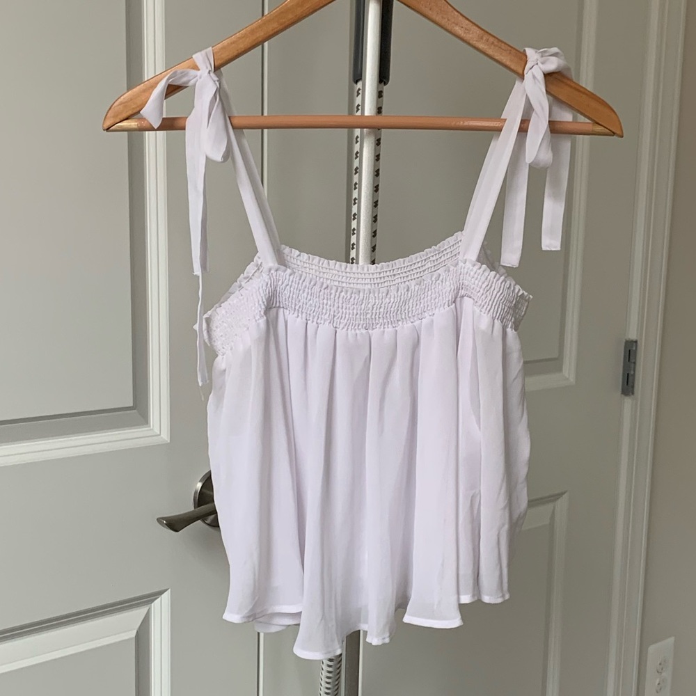 Show Me Your MuMu White Tie-Strap Crop Top